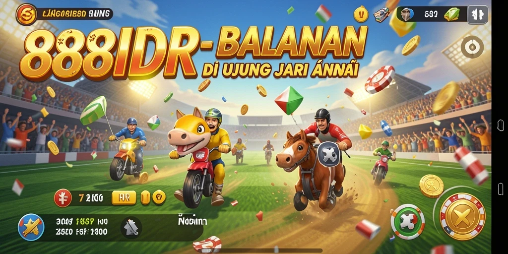 Tangkapan layar yang menampilkan aksi balapan yang mendebarkan di 888IDR.