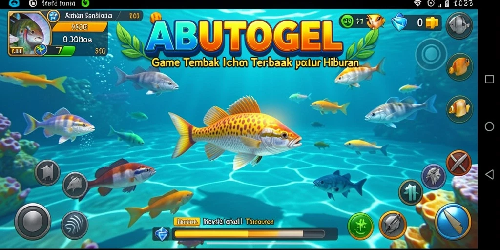 Screenshot gameplay Tembak Ikan ABUTOGEL menunjukkan aksi menembak ikan yang seru.