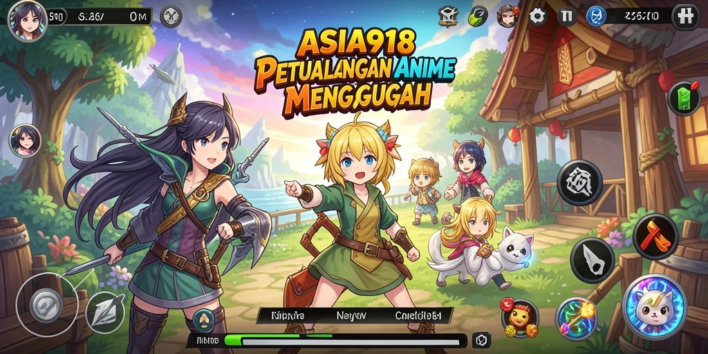 Tampilan screenshot gameplay ASIA918 dengan karakter Anime yang dinamis.
