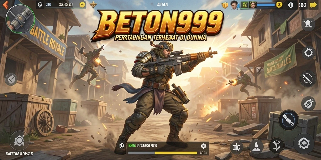 Screenshot gameplay BETON999 dengan aksi pertarungan Battle Royale yang seru.