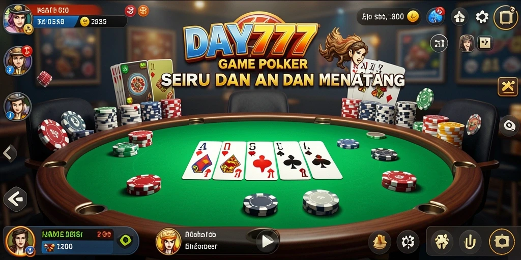 Screenshot DAY777 menampilkan aksi permainan Poker yang mendebarkan.