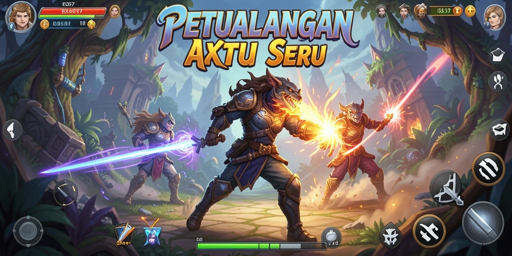 Gambar menunjukkan aksi seru dalam gameplay ARPG EOS77.
