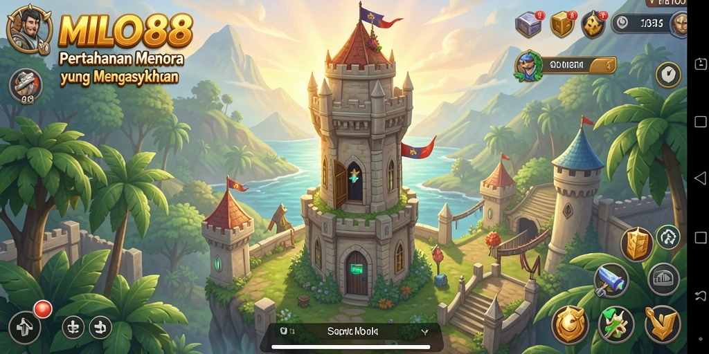 Menampilkan aksi seru dalam permainan Tower Defense MILO88.