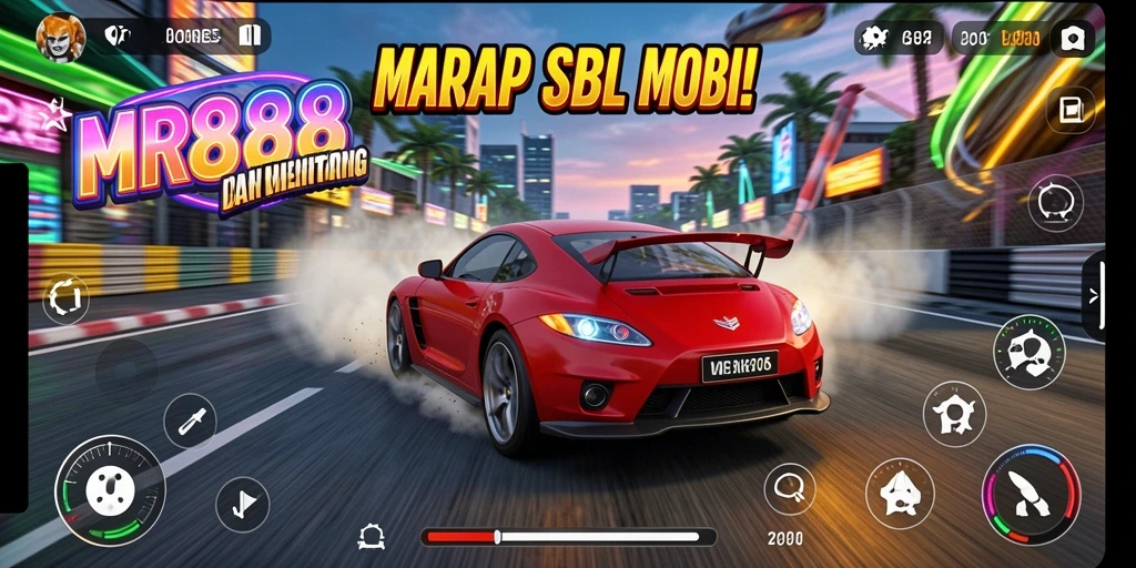 Screenshot gameplay MR888 dengan aksi balap yang intens.