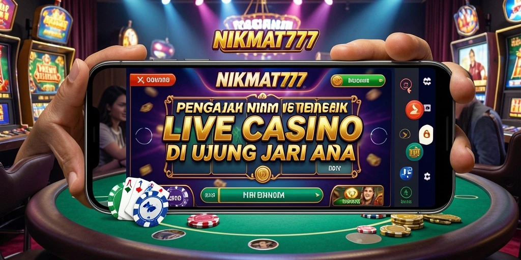 Screenshot gameplay NIKMAT777 menampilkan dealer langsung dan pemain yang berinteraksi.