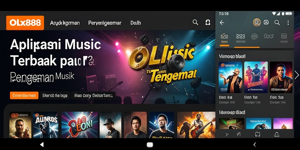 Tampilan gameplay OLX888 yang menampilkan berbagai genre musik.