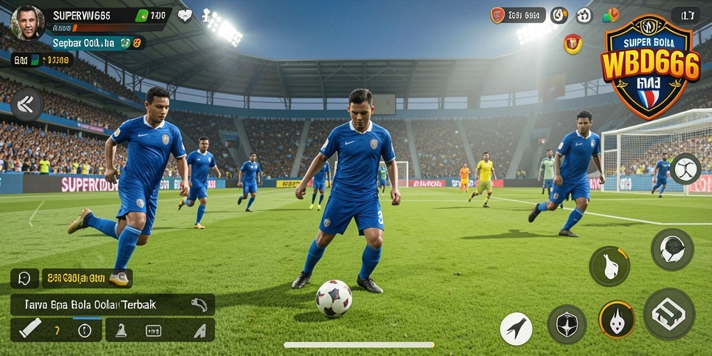 Tampilan gameplay SUPERWD666 dengan aksi sepak bola yang mendebarkan.