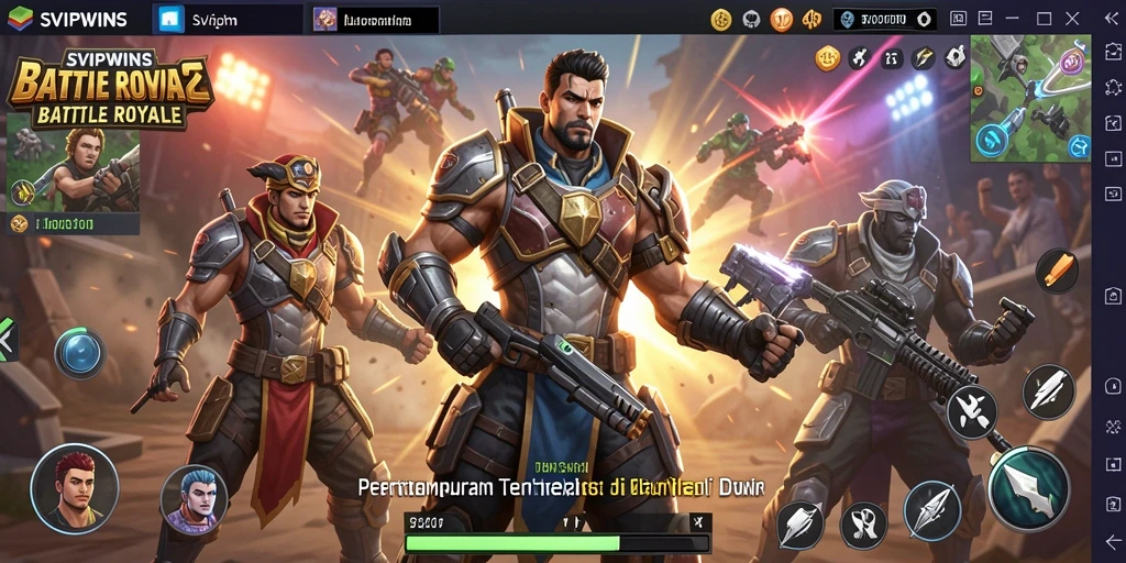 Screenshot gameplay SVIPWINS menunjukkan aksi pertempuran yang mendebarkan.